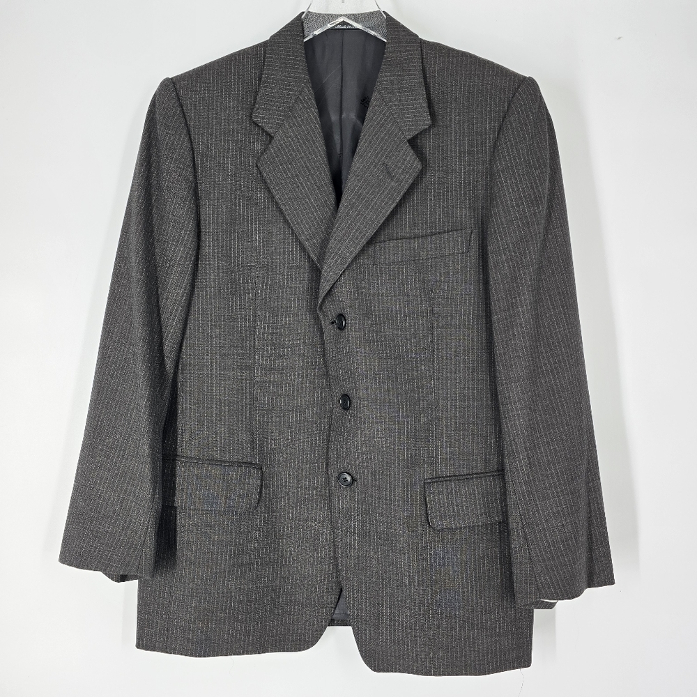 Ermenegildo Zegna Wool Pinstripe Grey Blazer Jacket Size 38 IT 48